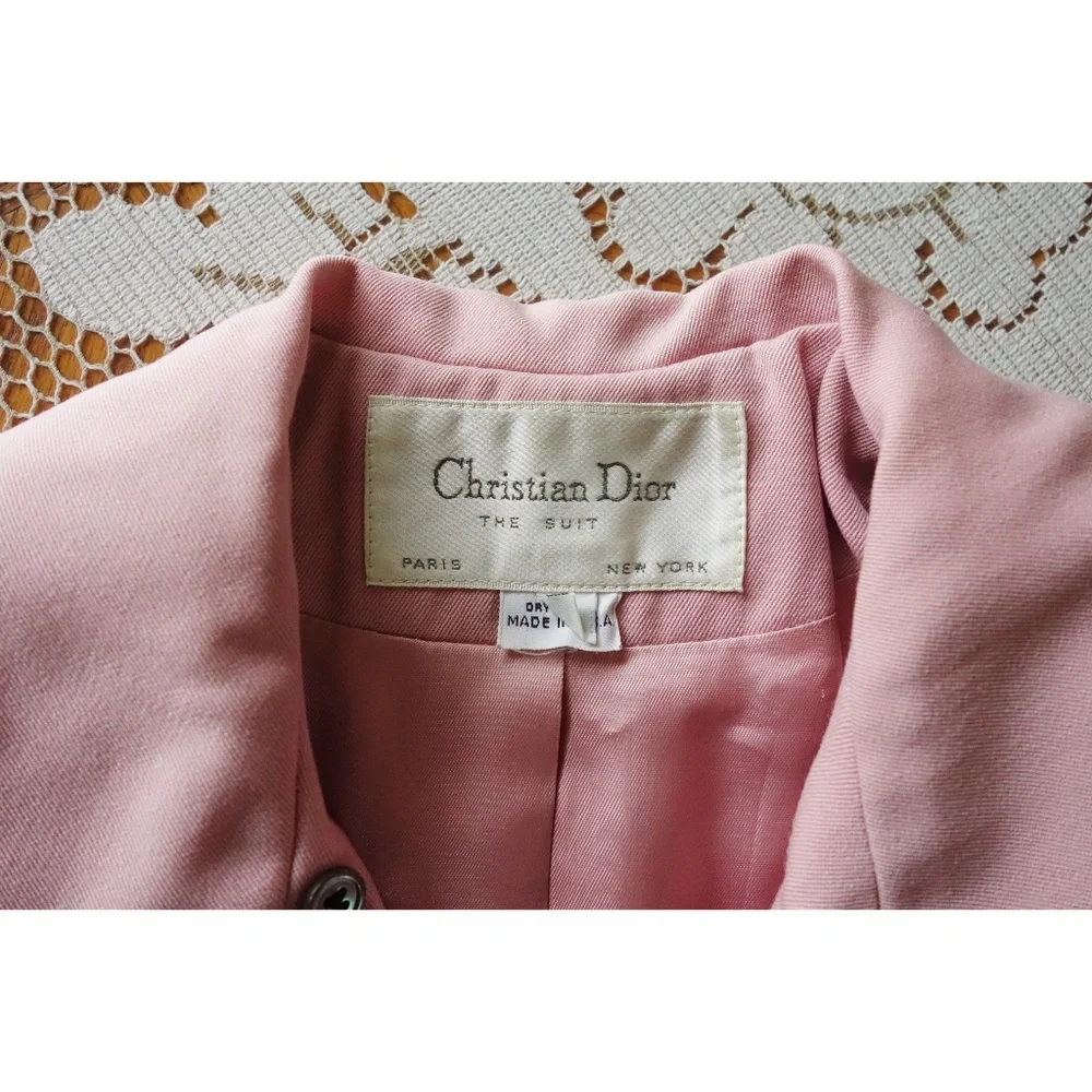 Vintage 80s 90s Christian Dior Pale Pink Wool Blazer sz 4